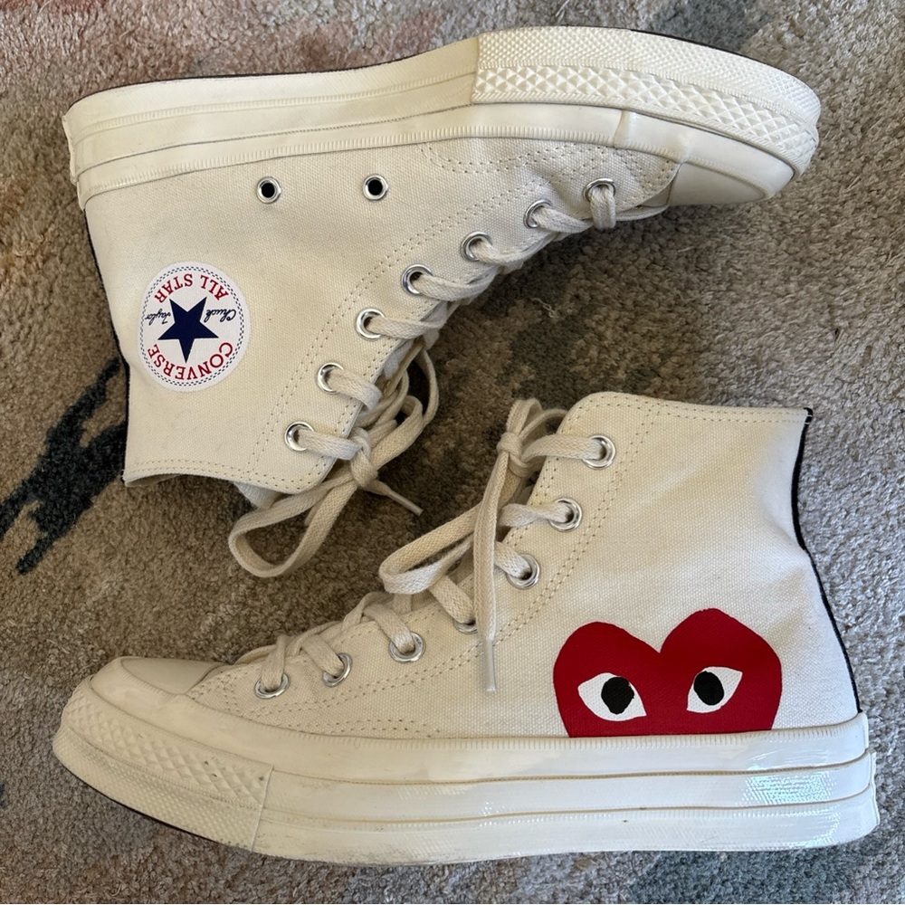 Converse PLAY Comme des Garçons High Top Sneakers Rare Designer M6,W8 EXC COND